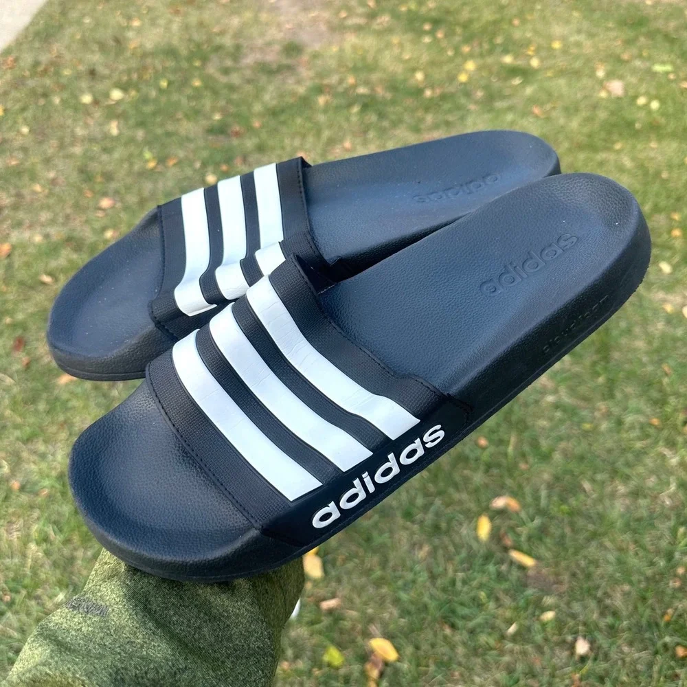 Adidas Adilette Shower‎ Slide Sandals Men's Size 14 Black White